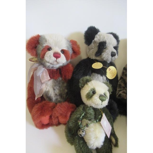 273 - Six collector's Charlie Bears, all of panda form, largest 30cm  (Est. plus 21% premium inc. VAT)