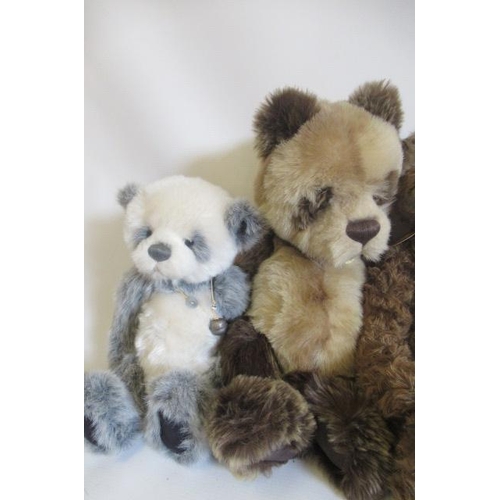 274 - Four collector's Charlie Bears, all of panda form, largest 48cm (Est. plus 21% premium inc. VAT)