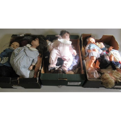 28 - Three boxes of modern dolls, including Gotz, Zapf and Berenguer (Est. plus 21% premium inc. VAT)