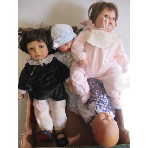 28 - Three boxes of modern dolls, including Gotz, Zapf and Berenguer (Est. plus 21% premium inc. VAT)