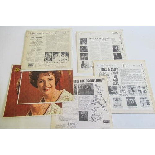 286 - Six signed record slips, two bearing the autographs of Brenda Lee, one with Violet Carson, The Bache... 