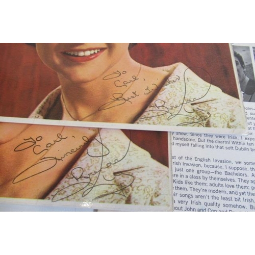 286 - Six signed record slips, two bearing the autographs of Brenda Lee, one with Violet Carson, The Bache... 