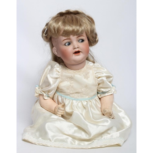 33 - A Kammer & Reinhardt bisque socket head flirty character doll, with blue glass flirty eyes, sleeping... 