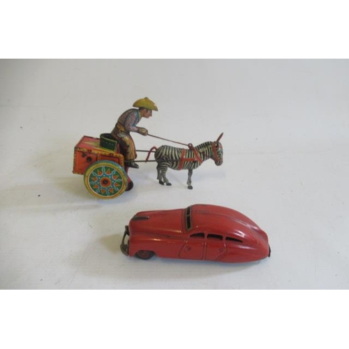 431 - Schuco Clockwork Streamline Car 1750 and Lehmann clockwork cart with zebra, F (Est. plus 21% premium... 