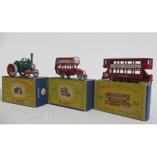 547 - Matchbox Yesteryear Y1-Alchin, Y2 London bus and Y3 Tramcar, boxes F-G, models E-M (Est. plus 21% pr... 