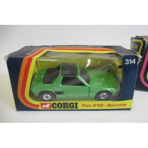 559 - Three boxed Corgi cars, comprising Gift Set 24 Mercedes Benz 240D and Touring Caravan, 315 Lotus Eli... 