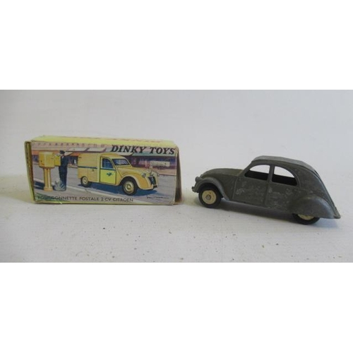 610 - Dinky 560 Fourgonnette 2cv postale van, boxed F, and a 2CV car, no paint, P (Est. plus 21% premium i... 