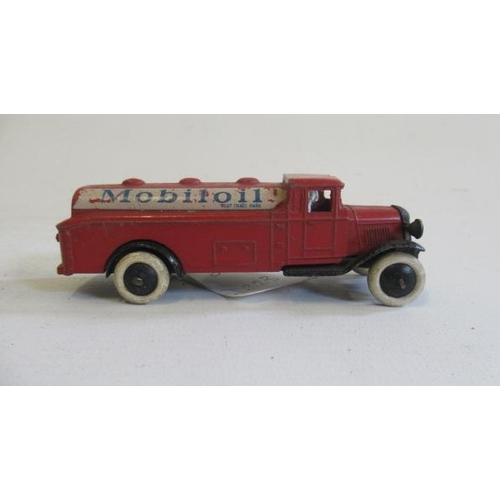 613 - A Dinky pre war Mobil Oil petrol tanker, some loss of transfer, F (Est. plus 21% premium inc. VAT)