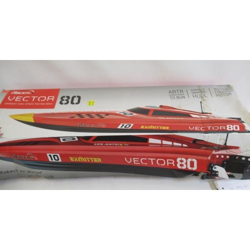 758 - Vector 80 Speed Boat with R.C. equipment and instructions, box AF, F (Est. plus 21% premium inc. VAT... 