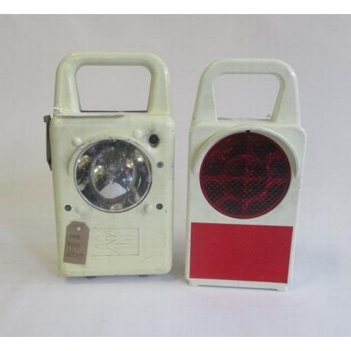 759 - Two British Rail plastic battery train lights comprising tail light and clear light, circa 1980's, F... 