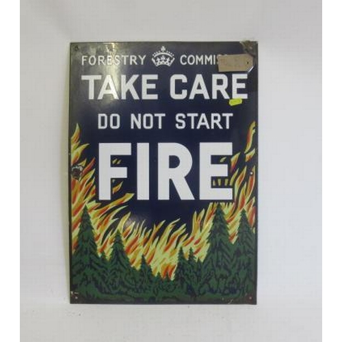 776 - A Forestry Commission Take Care Do Not Start Fire sign, minor enamel chips, G (Est. plus 21% premium... 