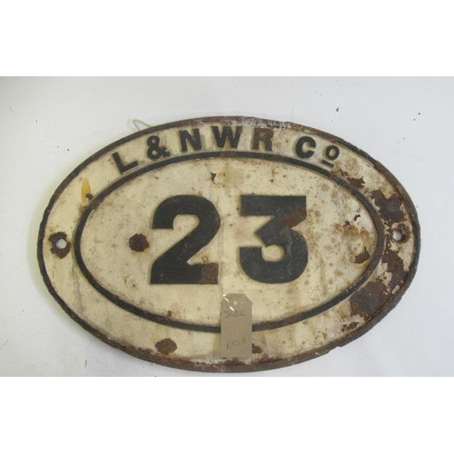 778 - L.N.W.R. Co. bridge number plate 23, rusting to surface, F-P (Est. plus 21% premium inc. VAT)