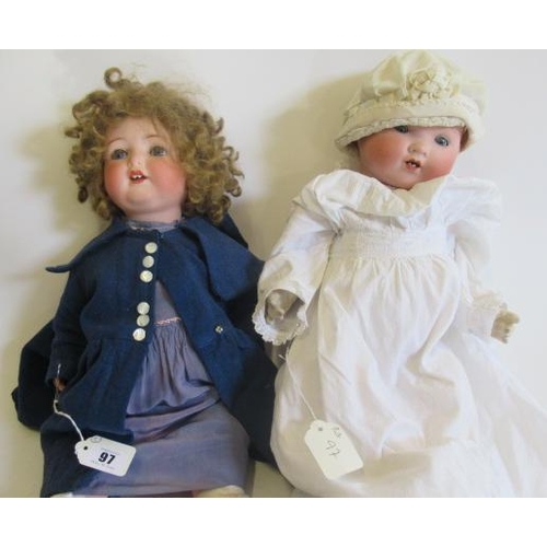 97 - Two Armand Marseille bisque socket head character dolls, comprising a Koppelsdorf 1330 size 7 doll, ... 