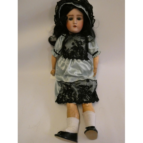 53 - Alt, Beck & Gottschalck bisque socket head doll, with blue glass sleeping eyes, open mouth, applied ... 