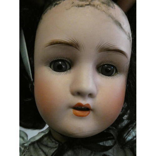 53 - Alt, Beck & Gottschalck bisque socket head doll, with blue glass sleeping eyes, open mouth, applied ... 