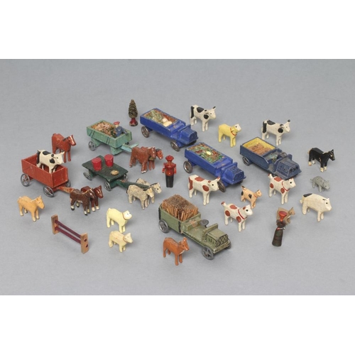 416 - Erzgebirge wooden farm animals and wooden farm wagons and vehicles, G (Est. plus 21% premium inc. VA... 