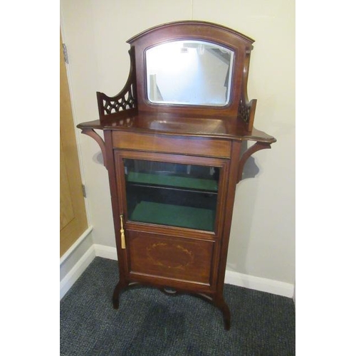 1184 - EDWARDIAN INLAID AND GALLERIED MUSIC CABINET