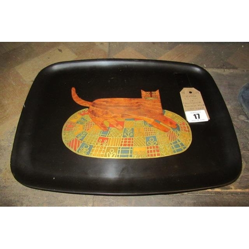 17 - RETRO COUROC OF CALIFORNIA INLAID CAT TRAY