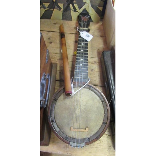 69 - VINTAGE UKELELE AND BAMBOO FLUTE