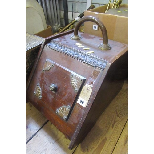 98 - MAHOGANY AND BRASS COAL SCUTTLE