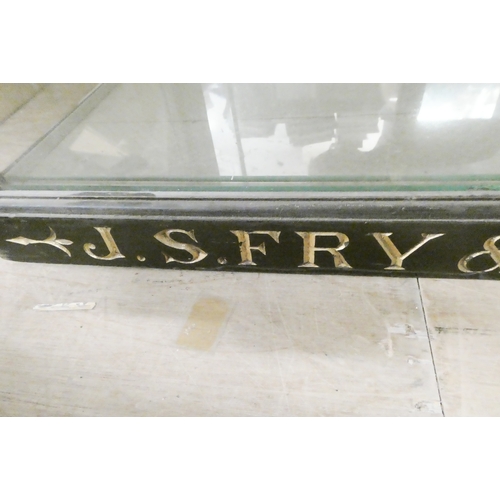 788 - A pair of J S Fry & Sons Ltd shop display cabinets, gilt incised script, wood frame, glass front, si... 