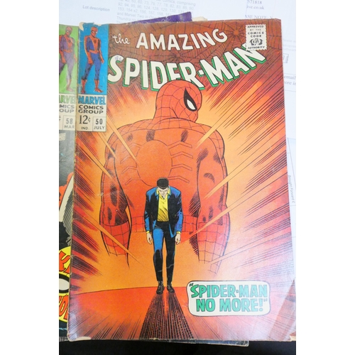 292 - 28 Marvel Spider-Man comics, comprising the Amazing Spider-Man no.49, 50, 58, and118 x 2, Spider-Man... 