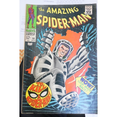 292 - 28 Marvel Spider-Man comics, comprising the Amazing Spider-Man no.49, 50, 58, and118 x 2, Spider-Man... 