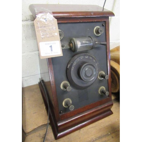 1 - MAHOGANY CASED EARLY RADIO RECEIVER