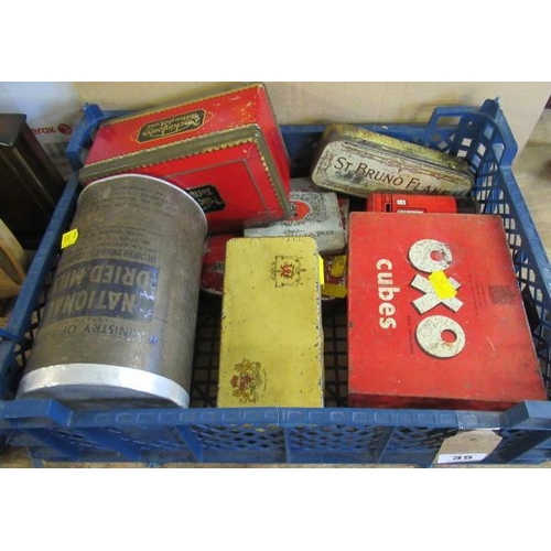 35 - BOX OF VINTAGE TINS