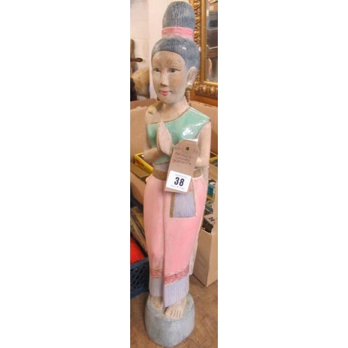 38 - ORIENTAL WOODEN STATUE