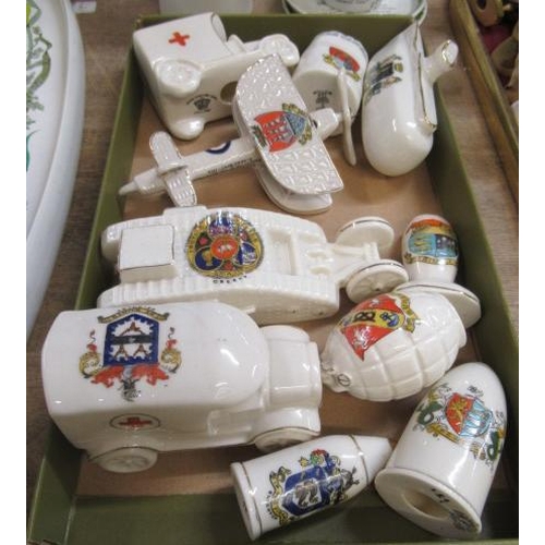 62 - TRAY OF WWI CRESTED CHINA