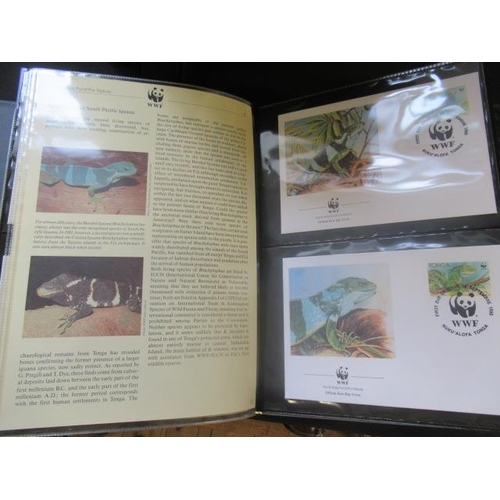 587 - THREE WORLD WILDLIFE FUND MINT ALBUMS OF FIRST DAY COVERS AND STAMPS