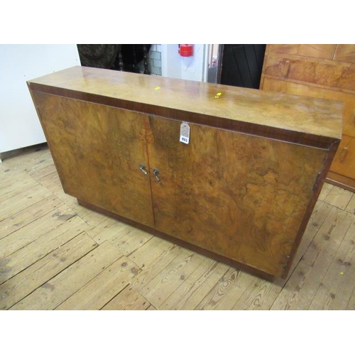 965 - TWO DOOR WALNUT VENEER CABINET