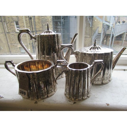 309 - FOUR PIECE PLATED TEASET