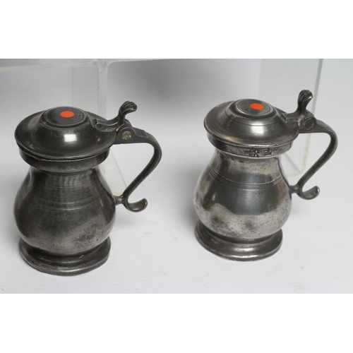 285 - A COLLECTION OF PEWTER including a baluster half pint measure, 18th century, the flat lid with doubl... 