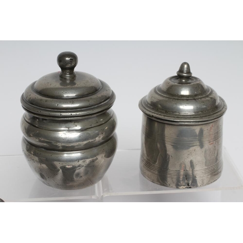 285 - A COLLECTION OF PEWTER including a baluster half pint measure, 18th century, the flat lid with doubl... 