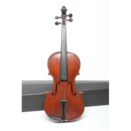 326 - A SCRATCH BUILT MAHOGANY VIOLIN by J. H. Cooper, Regent Road, Ilkley, the one piece back inlaid with... 