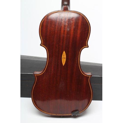 326 - A SCRATCH BUILT MAHOGANY VIOLIN by J. H. Cooper, Regent Road, Ilkley, the one piece back inlaid with... 