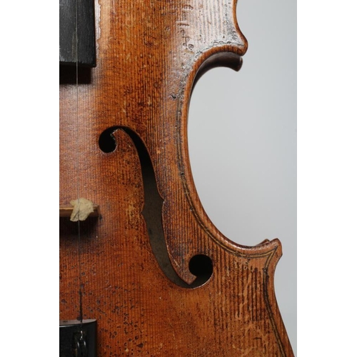 327 - A VIOLIN, probably Mircourt, France, 19th century, with one piece back, inlaid purfling, notched sou... 