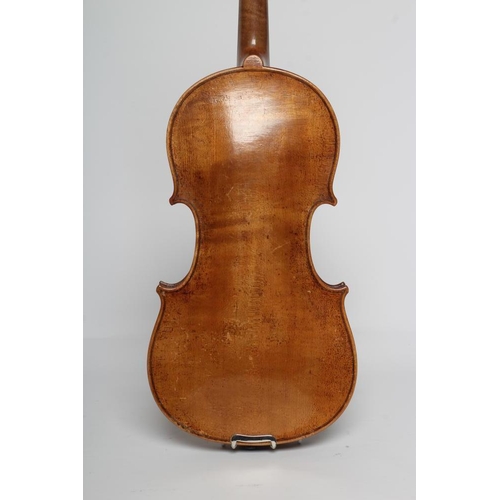 327 - A VIOLIN, probably Mircourt, France, 19th century, with one piece back, inlaid purfling, notched sou... 