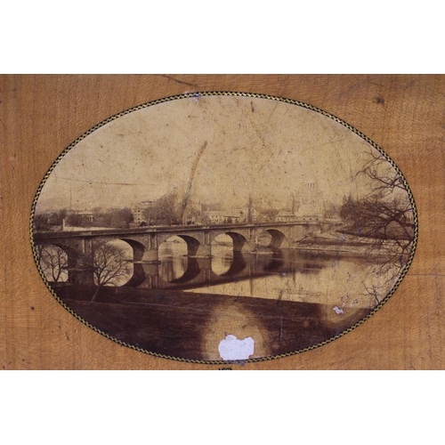 335 - A VICTORIAN MAUCHLINE WARE PHOTOGRAPH ALBUM, made of wood grown on the lands of Abbotsford, the fasc... 