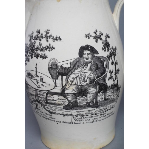 41 - OF NAPOLEONIC INTEREST - a creamware mug, probably Leeds c.1810, printed in black with John Bull pun... 