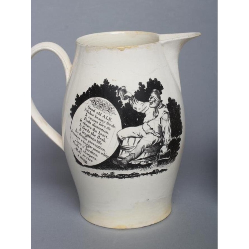 41 - OF NAPOLEONIC INTEREST - a creamware mug, probably Leeds c.1810, printed in black with John Bull pun... 