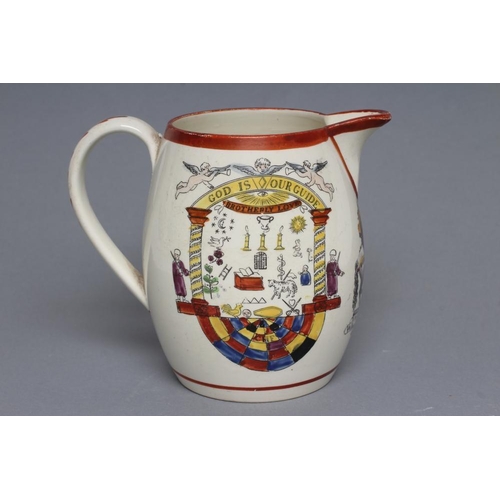 44 - OF ROYAL INTEREST - a creamware barrel jug, c.1802(?), printed in black 