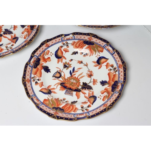 61 - A ROYAL CROWN DERBY CHINA PART DESSERT SERVICE, early 20th century, of lobed circular form painted i... 