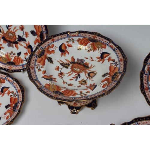 61 - A ROYAL CROWN DERBY CHINA PART DESSERT SERVICE, early 20th century, of lobed circular form painted i... 