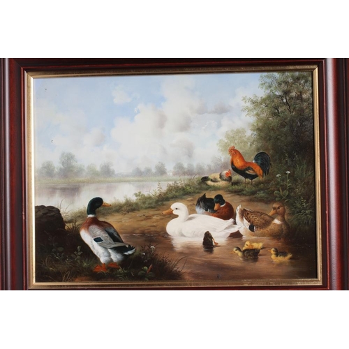 380 - RAY JACOB (1928-2010) Chickens and Ducks, a pair, oil on panel, signed, 11 1/2