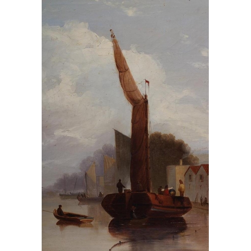 382 - DUTCH SCHOOL (19th century) Estuary with Fishing Boats, oil on canvas, unsigned, 18