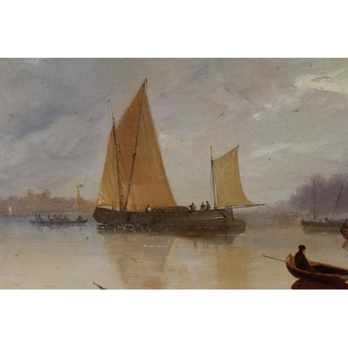 382 - DUTCH SCHOOL (19th century) Estuary with Fishing Boats, oil on canvas, unsigned, 18