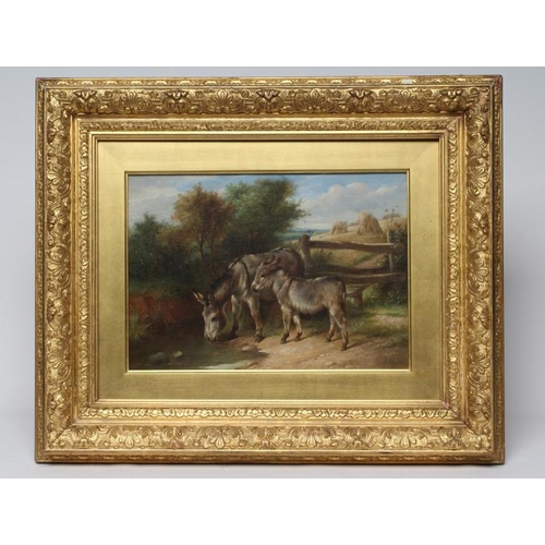 383 - CHARLES HUNT (1803-1891) Donkeys Near a Cornfield, oil on canvas signed, indistinctly dated, 10